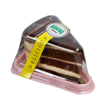 Set of 50 Cake Slice Container Cheesecake Cake Slice Container Holder Transparent Plastic Cakes Box (black)