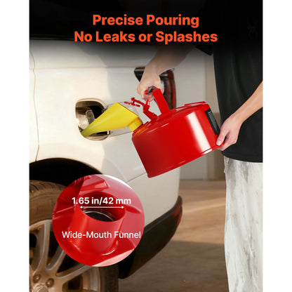 SucceBuy Safety Gas Can 2.5/5 Gallon Type I Safety Can with Stainless Steel Self-Closing Lid and PE Funnel with Ergonomic Handle