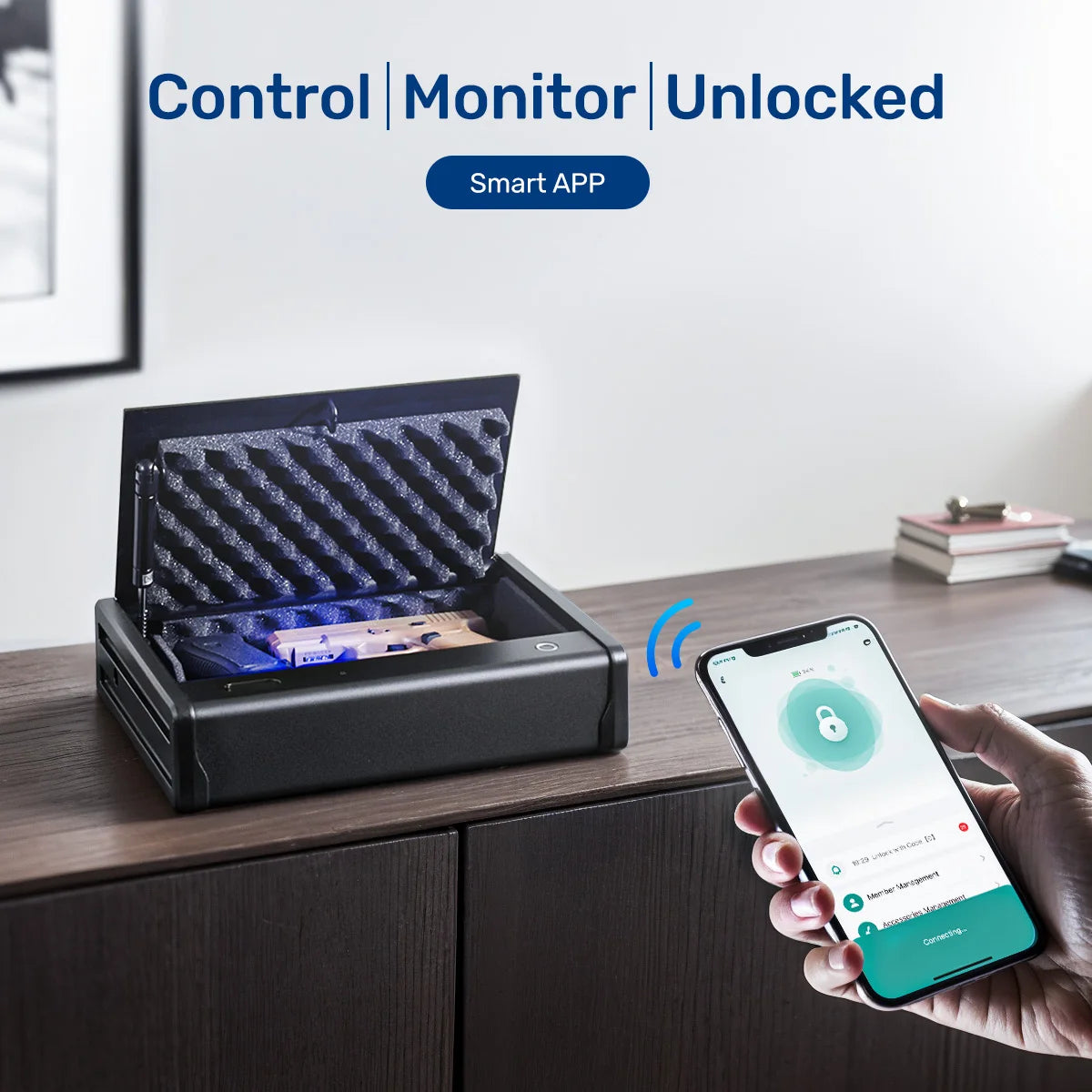 Blacksmith Biometric Pistol Safe Gun Locker Box w/ APP Control and Fingerprint 5-Quick Access Handgun Safe for 2 Pistols