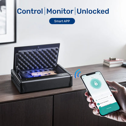Blacksmith Biometric Pistol Safe Gun Locker Box w/ APP Control and Fingerprint 5-Quick Access Handgun Safe for 2 Pistols